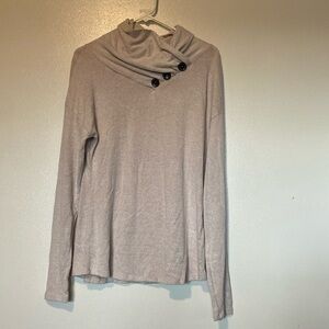 AXIS cowl button neck long sleeve rayon blend made in USA cozy shirt medium